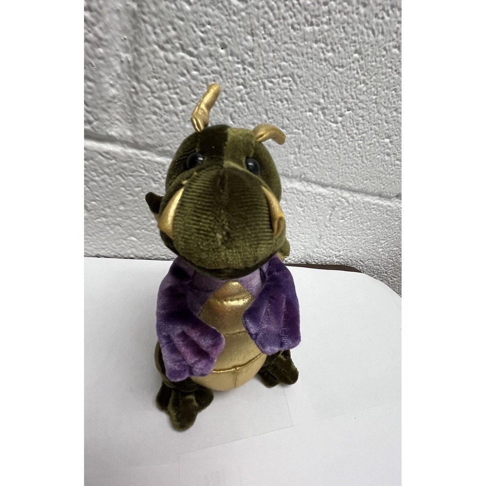 Douglas Homer The Dragon 7" Plush Soft Olive Green Purple Metallic Gold